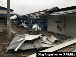 A damaged market in Shebekino, near the border with Ukraine.