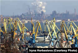 The bustling port of Mariupol before Russia's full-scale invasion of Ukraine.