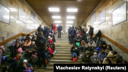 Ukrainian Civilians Shelter In Kyiv Subway