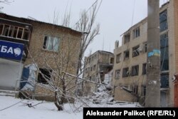 Residential buildings destroyed by Russian missile strikes.