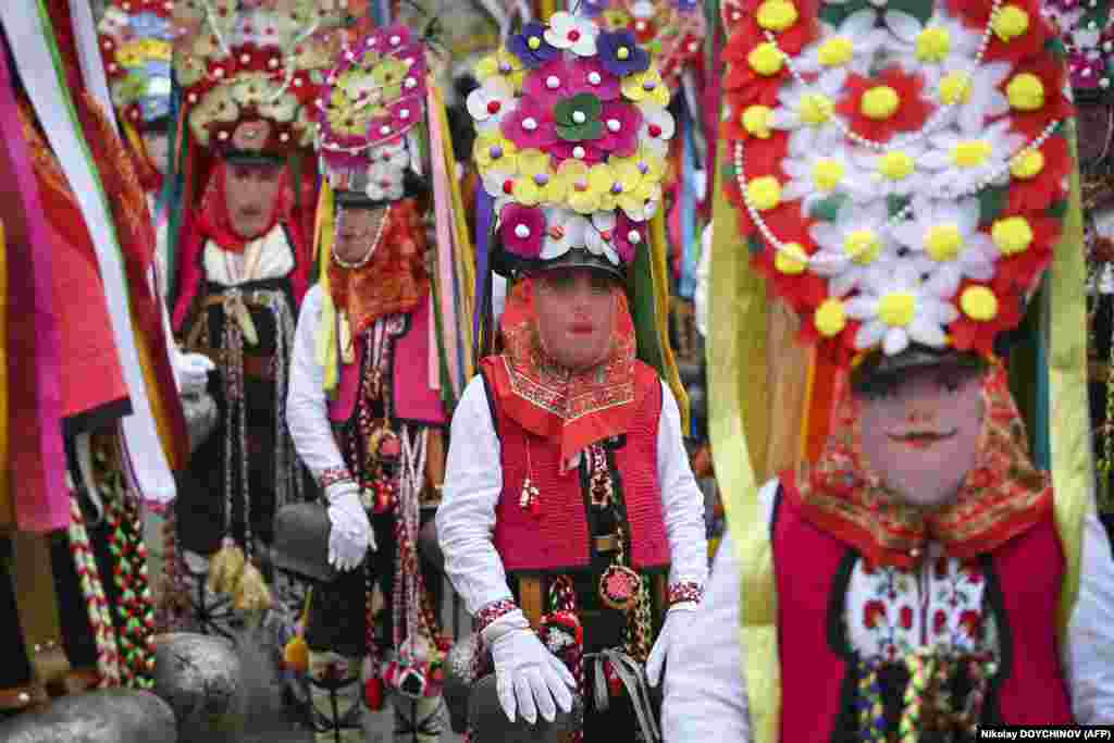 Masks can be up to 1 meter tall. The parade participants aim to scare away winter and encourage the coming of spring with hopes for health and a good harvest.