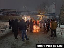 Zijin workers in Bor block the entrance to the factory demanding higher wages and better working conditions.