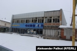 A supermarket destroyed by Russian artillery shelling.