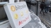 A bitcoin sign on display outside a crypto exchange office in the Kosovar capital, Pristina, on January 10. 