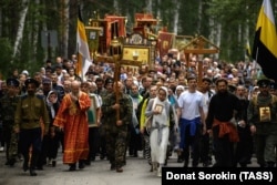 A religious procession commemorating Tsar Nicholas II and his family in Yekaterinburg earlier this year.