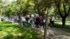 Students protest at a university in Tehran.