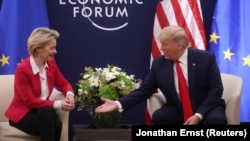 U.S. President Donald Trump, shown here in January 2020 with European Commission President Ursula von der Leyen, butted heads with EU officials during his first term. Experts are now warning of the possibility of an all-out trade war.