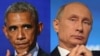 U.S. President Barack Obama (left) will still "collaborate" with President Vladimir Putin's Russia "in areas of common interests, should it choose a different path -- a path of peaceful cooperation that respects the sovereignty and democratic development of neighboring states,"