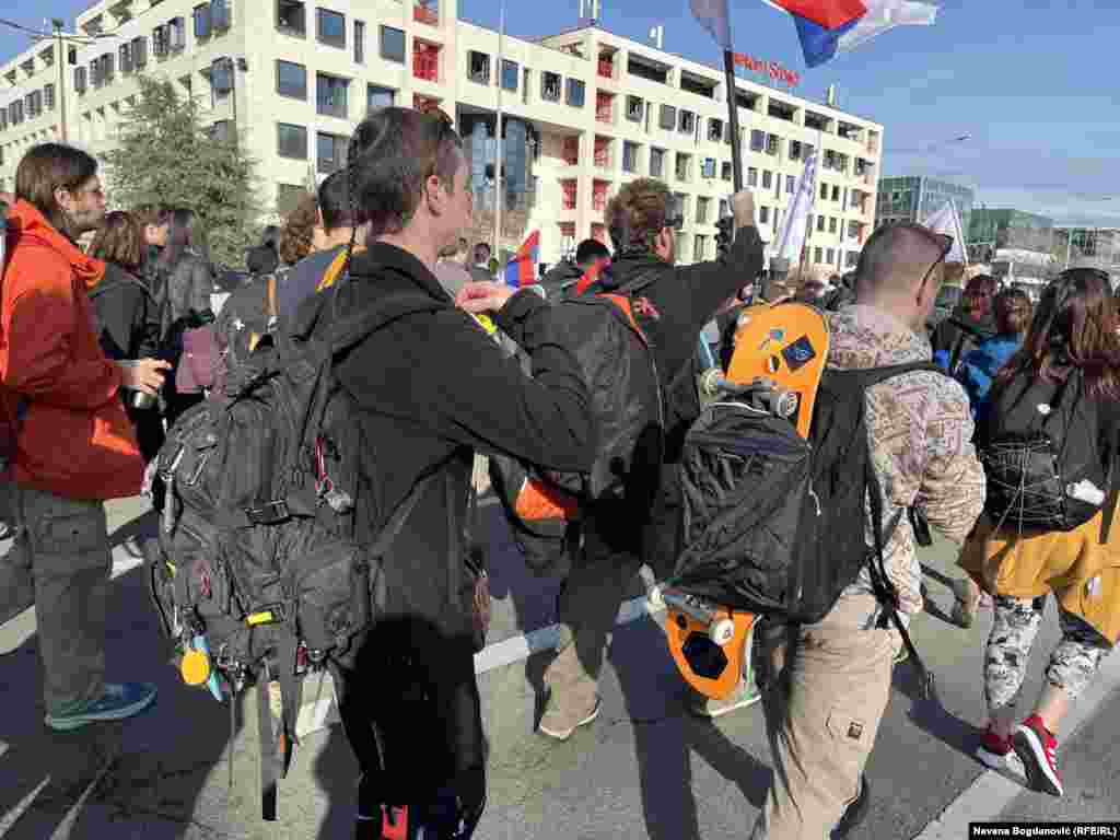 Several marchers were seen wearing backpacks and carrying camping equipment for the march, which is expected to take three days to reach Novi Sad.&nbsp;