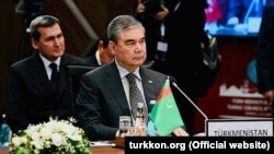 Turkmen President Gurbanguly Berdymukhammedov attends a summit of the Organization of Turkic States in Istanbul on November 12.