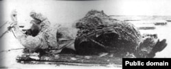 The body of Rasputin after it was retrieved from the frozen River Neva in St.Petersburg/Petrograd in December 1916.