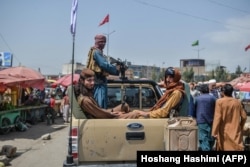 Taliban fighters on the streets of Kabul days after the militant group's takeover of the Afghan capital in August.