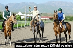 Three generatons of Berdymukhammedov: Serdar (left to right), Gurbanguly, and Kerimguly