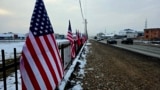 KOSOVO: US flag in the village of Bibaj