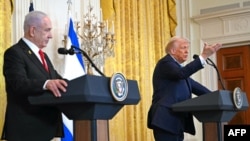 Benyamin Netanyahu və Donald Tramp Ağ evdə mətbuat konfransında