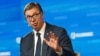 Serbian President Aleksandar Vucic attends the Globsec forum in Prague on August 31.