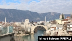 The Old Bridge that connects Mostar's chiefly Croat and Bosniak parts of the city.