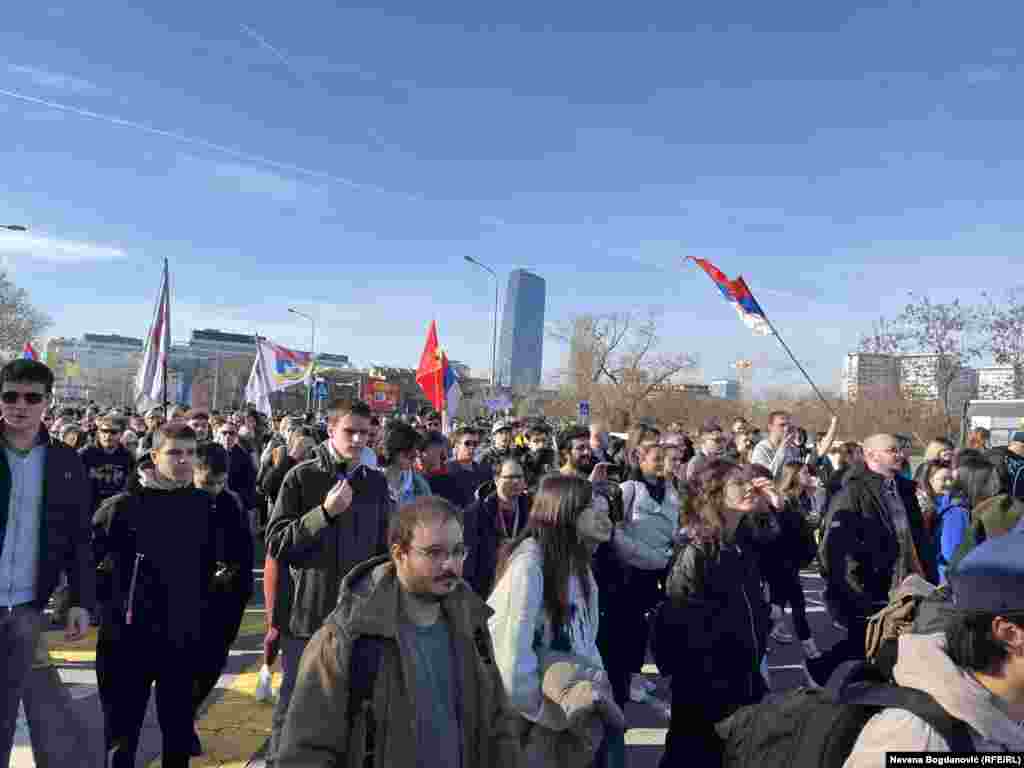 Protesters set off from Belgrade. The march comes three months after a railway station canopy in Novi Sad collapsed, killing 15 people and sparking massive protests across Serbia.&nbsp; &nbsp; 