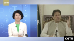 Pakistani Prime Minister Imran Khan during his July 1 interview with the Chinese state-broadcaster CGTN.