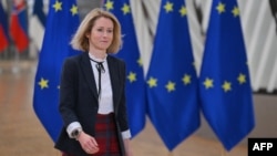 Foreign policy chief Kaia Kallas at EU headquarters on January 27: "Europe delivers."