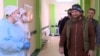 Chechen leader Ramzan Kadyrov visits a hospital for suspected coronavirus patients in Grozny on April 20. He has threatened critics in the media.