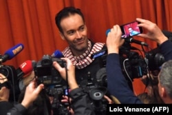 Yoann Barbereau speaks to journalists in Nantes, France, last month. “I myself wonder who could have ordered this,” he says.