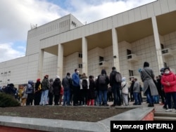 Protesters rally last month in support of Aleksei Navalny in Simferopol, Crimea, which Moscow forcibly seized from Ukraine in 2014.