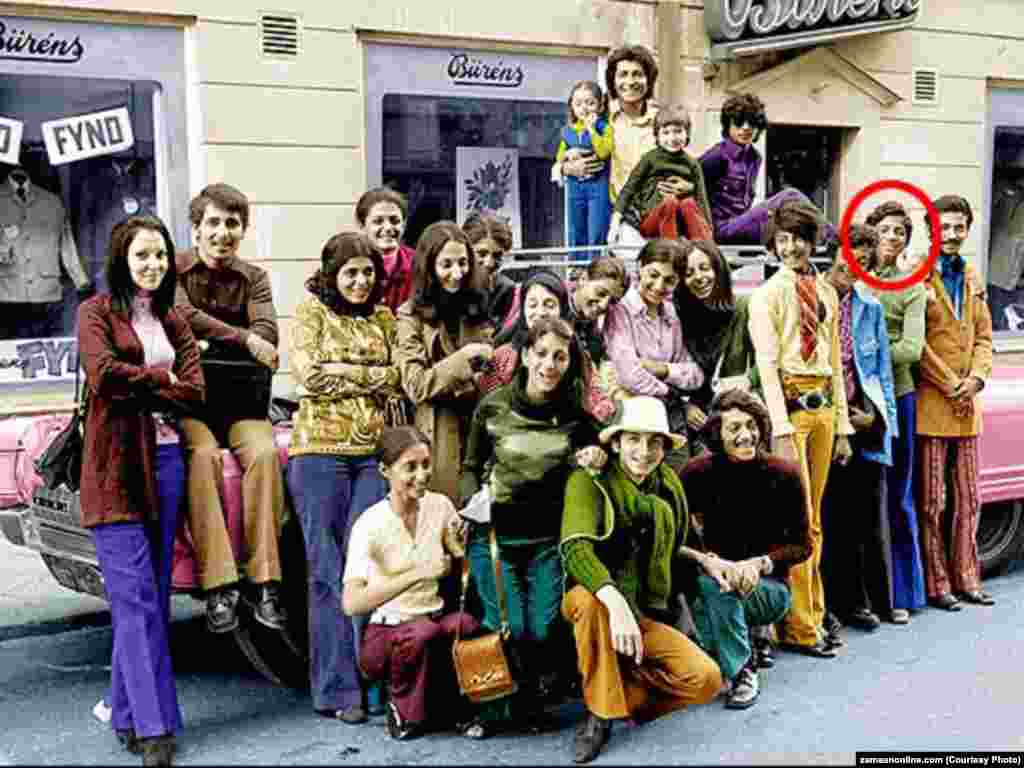 A young Osama bin Laden at age 15 with 22 of his siblings in Sweden in 1971.