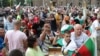 Protesters rally in central Sofia on July 25. 