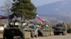 Russian peacekeepers park at a checkpoint on a road in Nagorno-Karabakh in November 2020. 