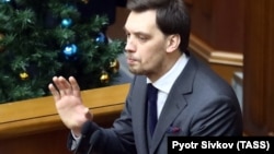 Ukrainian Prime Minister Oleksiy Honcharuk gives a speech during a session of parliament in Kyiv on January 17. News of Honcharuk’s resignation just four months after he was appointed to lead the country’s government came as a shock to many, even despite a scandal that had been brewing in Kyiv for days. 