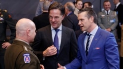 U.S. Secretary of Defense Pete Hegseth speaks with NATO Secretary-General Mark Rutte, and NATO's supreme allied commander for Europe, General Christopher Cavoli during an alliance meeting in Brussels last month. 