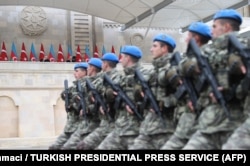 Ranks of soldiers filed past the two leaders.