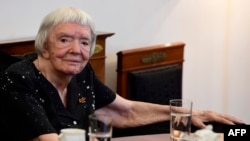 Russian human rights activist Lyudmila Alekseyeva waits for the German president to arrive prior to a meeting at the Presidential Palace in Berlin in May 2016.