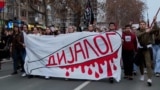 Serbia - protesters in Novi Sad demonstrate after attacks on students at previous protest - screen grab