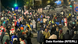 Protesters gather in Tbilisi on November 4.