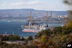 An oil tanker moored in Novorossiisk, Russia, in October 2022