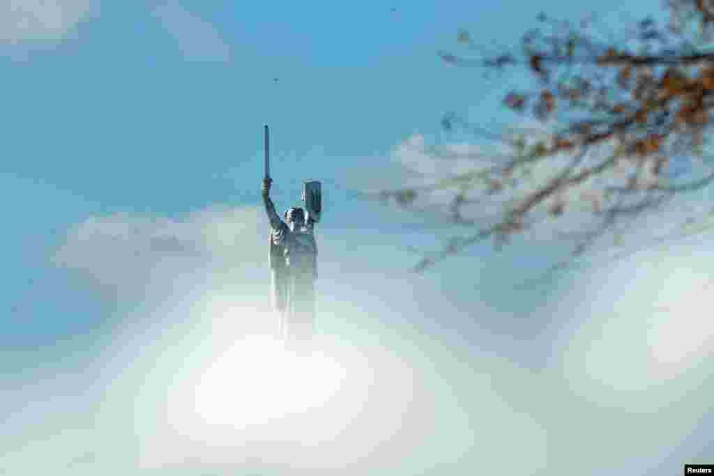 Ukraine's Motherland monument towers over Kyiv. 