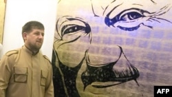 Ramzan Kadyrov at an exhibition devoted to his father in Grozny in early July