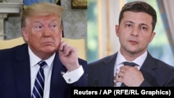 Three congressional committees are investigating U.S. President Donald Trump (left) in an impeachment probe related to phone call he had with Ukrainian President Volodymyr Zelenskiy (right).