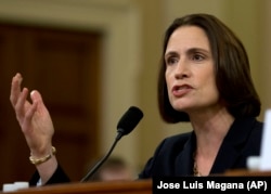 Former White House national security aide Fiona Hill testifies before the House Intelligence Committee in Washington, D.C., in November 2019.