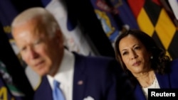 U.S. President Joe Biden and Vice President Kamala Harris at a joint campaign appearance in Wilmington, Delaware (file photo)