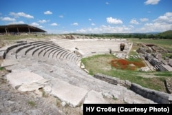 The ancient amphitheater in Stobi, the country's largest archaeological site, is recognized for its universal significance on the World Monuments Fund Watch list.