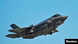 An F-35A fighter jet produced by Lockheed Martin.