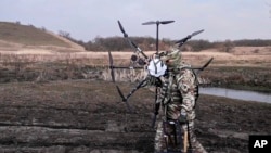 An unidentified drone operator in Ukraine