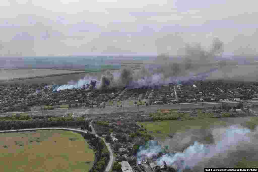 A overview of fires burning in a settlement around Pokrovsk in September 2024.&nbsp;