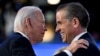 U.S. President Joe Biden (left) greets his son Hunter at the Democratic National Convention in Chicago, Illinois, in August.