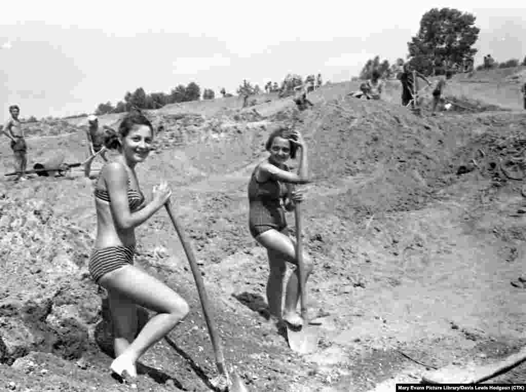 Girls in a communist youth &ldquo;labor camp&rdquo; work at an unknown location in 1963. Such camps were used to help build infrastructure while also serving a propaganda role. Child workers were taught slogans such as &ldquo;Comrade Tito, you white violet, all of the youth love you!&rdquo; and &ldquo;In the tunnel, in the darkness, shines a five-point [communist] star!&rdquo;&nbsp; &nbsp; &nbsp;