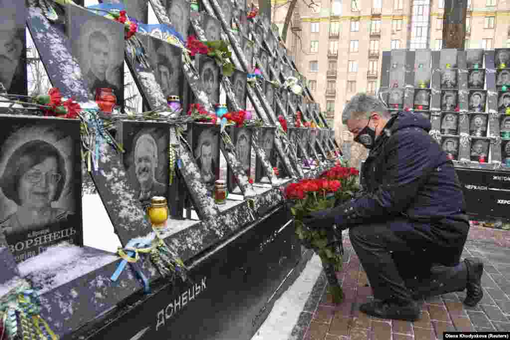 Among those attending commemorations was former Ukrainian President Petro Poroshenko, who came to power in the 2014 elections following Yanukovych&#39;s ouster.