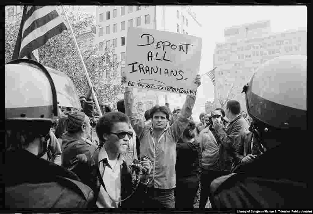 Anger and frustration about the hostages held in Tehran grew in the United States throughout the crisis. An anti-Iranian demonstration was held in Washington, D.C., on November 9, 1979.